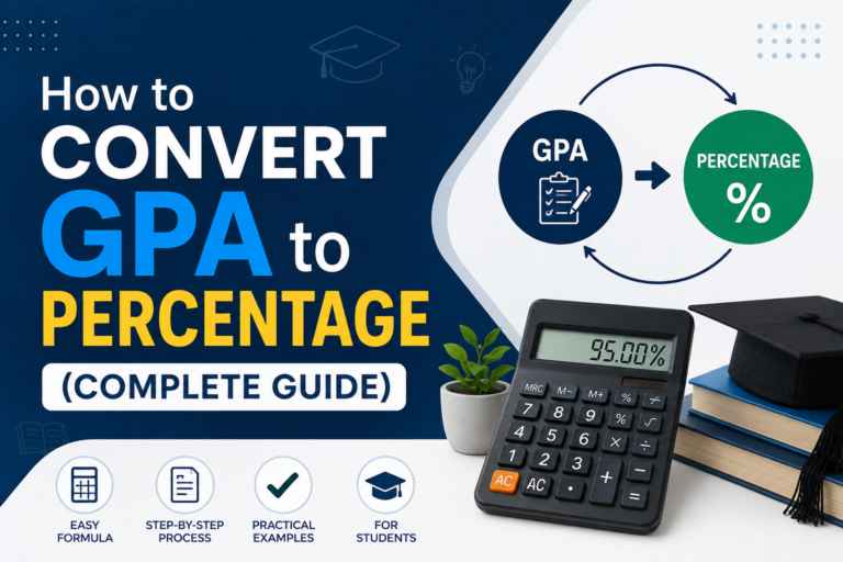 How to Convert GPA to Percentage (Complete Guide) I am starting my new website. I am using chatgpt for making a high definition featured images. Make a unique templets and lets make images according to that same tempalates The topic is " How to Convert GPA to Percentage (Complete Guide) " Featured images should be clear, HD, Professional, non copyright